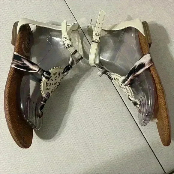 Circus Sam Edelman Women Becca White Beige Gladiator Zip-Up Back Sandals Sz9 - Picture 3 of 10